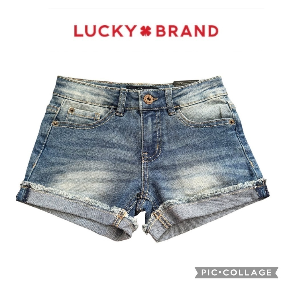 Lucky Brand girls faded denim Rile Shorts cuffed hem size 7 NWT $58